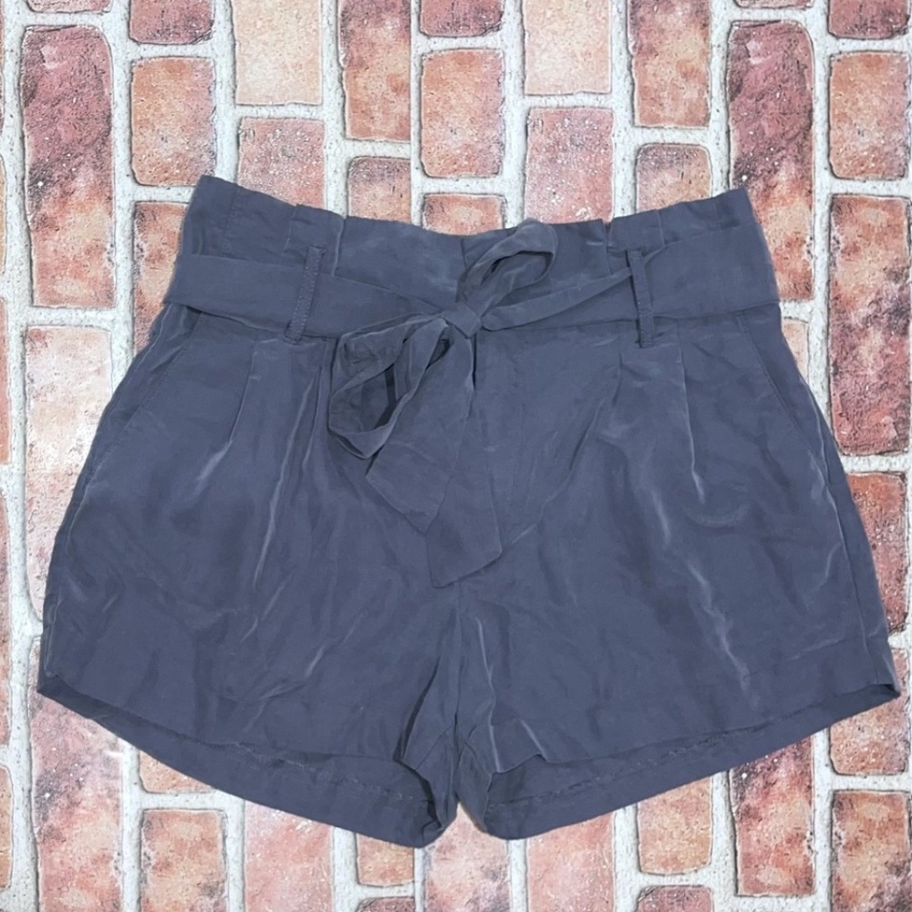 Pre-Owned American Eagle Paperbag Shorts Tie Belt High Waisted Gray Size 10